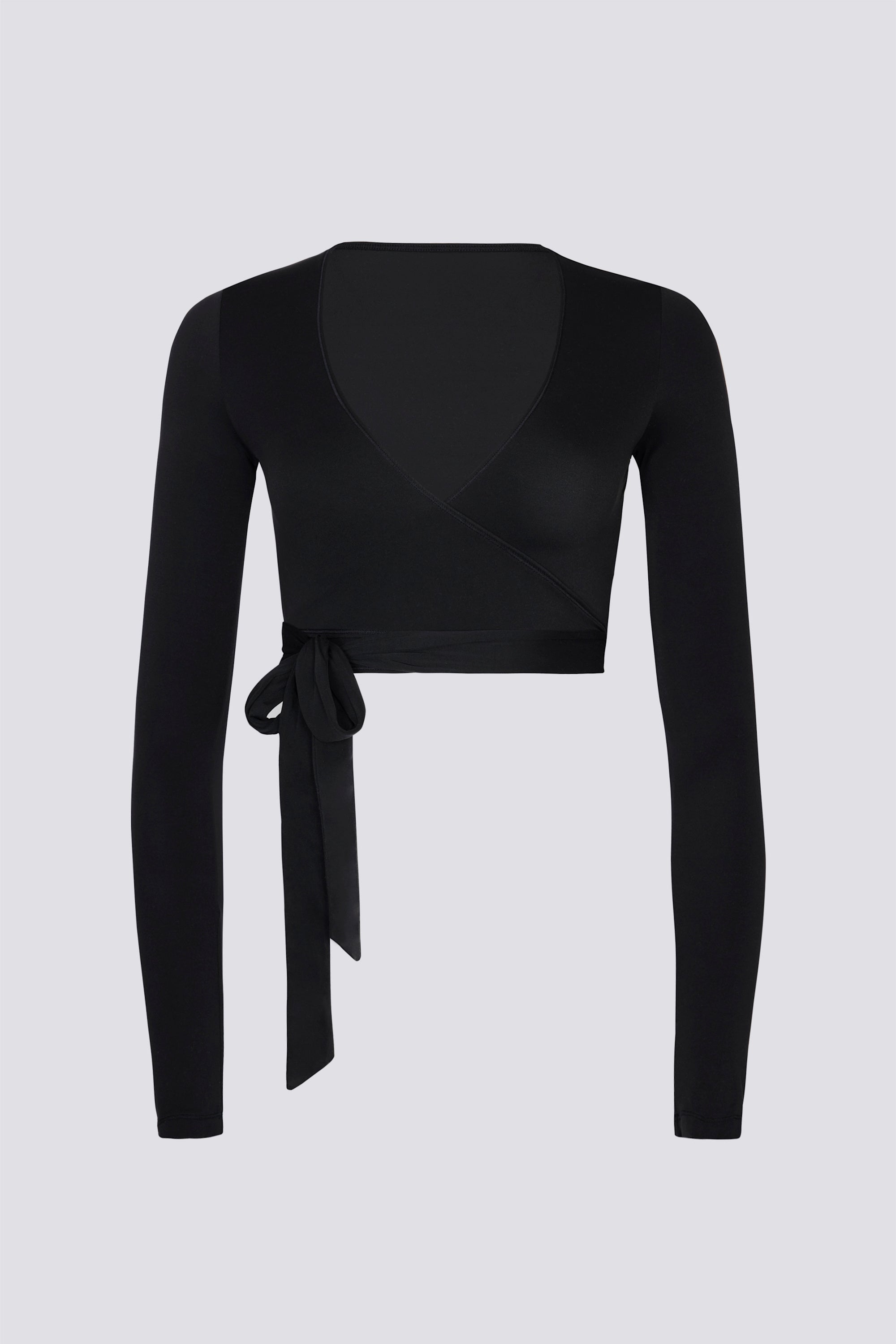 Soft Jersey Wrap Crop Top in Black