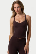 Soft Active Sweetheart-Neck Tank Top in Espresso