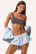 One-Shoulder Sports Bra in Washed Charcoal