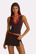 Soft Active Collared Tank Top in Truffle